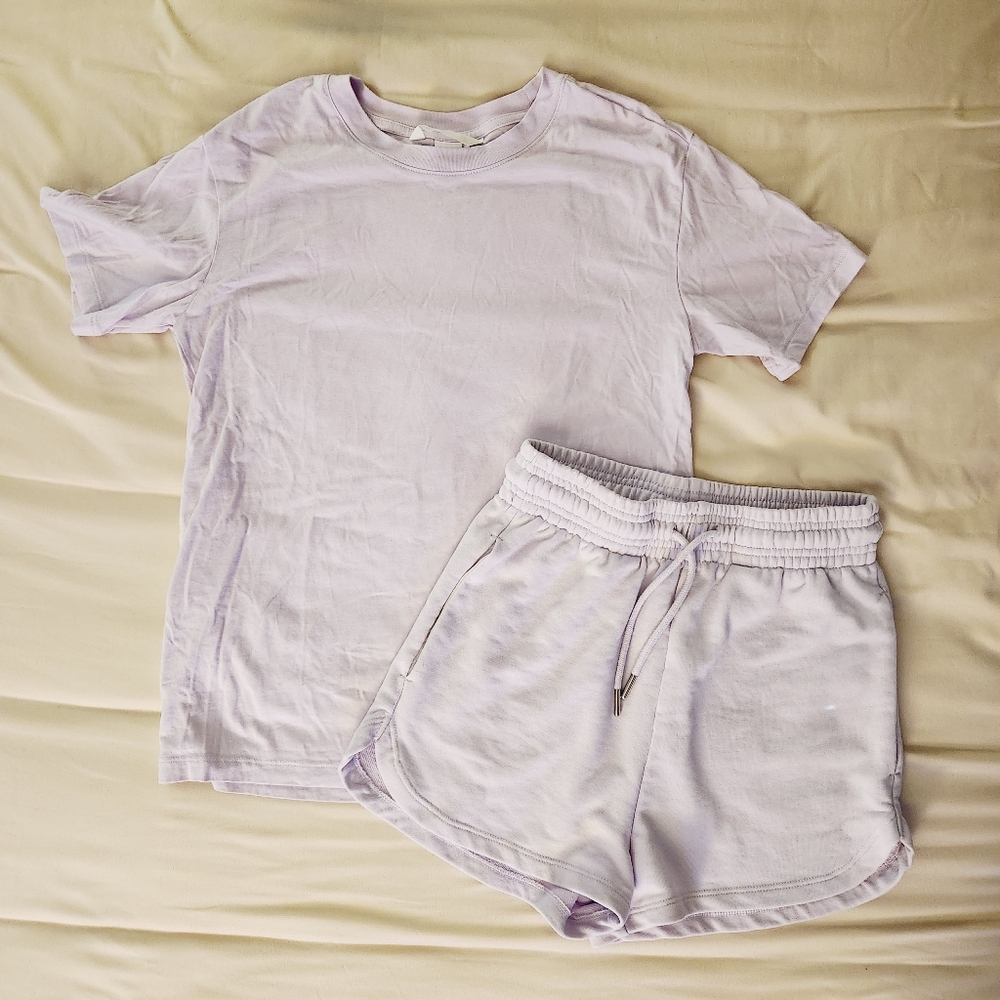 H&M Lavender Tee & Shorts Lounge Set XS